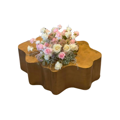 Anna Gold Coffee Table for hire — flower-shaped bridal lounge table rental Johannesburg