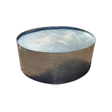 Layla Silver Coffee Table for hire — hand-hammered drum lounge table rental South Africa