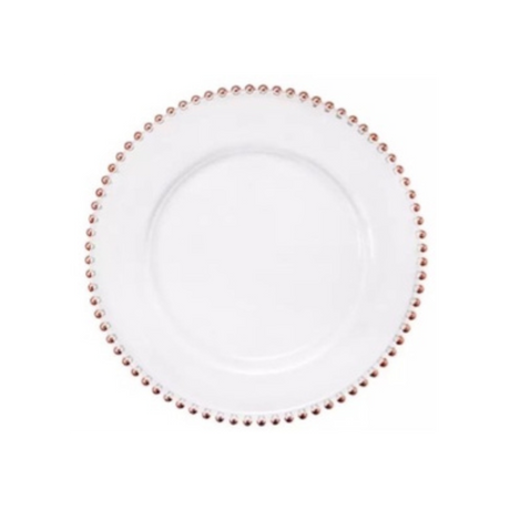Rose Gold Beaded Charger Plate for hire — luxury wedding tableware rental South Africa