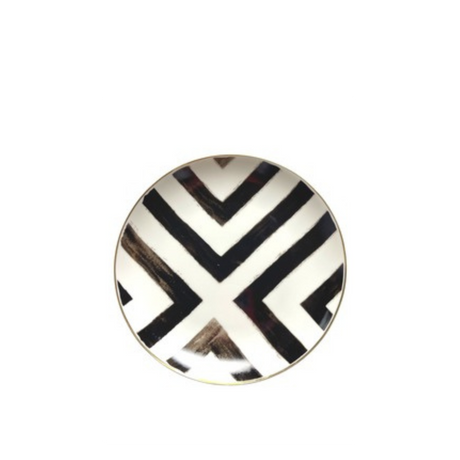 Mia Black and White Side Plate for hire — monochrome wedding tableware rental South Africa