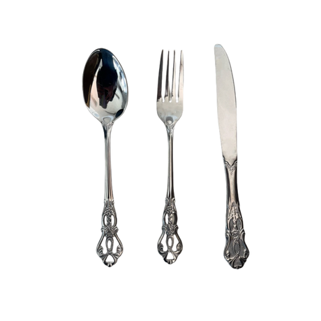 Silver Royal Cutlery set for hire — elegant wedding cutlery rental South Africa
