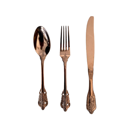 Rose Gold Royal Cutlery set for hire — romantic wedding cutlery rental South Africa