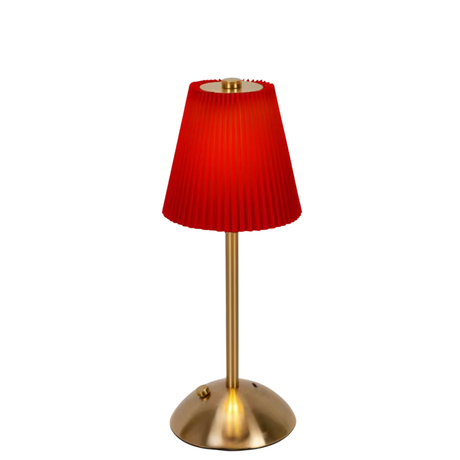 Red Pleated Table Lamp for hire — event table lamp rental Johannesburg