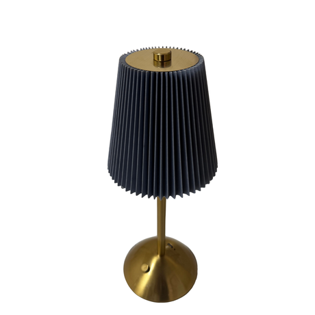 Grey Pleated Table Lamp for hire — modern event lamp rental Johannesburg