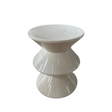 White Pod Side Table for hire — sculptural event side table rental South Africa
