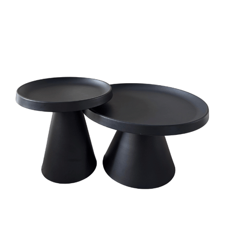 Black Twin Cloud Coffee Table for hire — dark stone-look wedding lounge table rental Johannesburg
