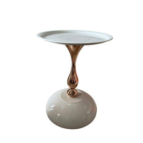 White Gold Stem Side Table for hire — luxe event side table rental Johannesburg