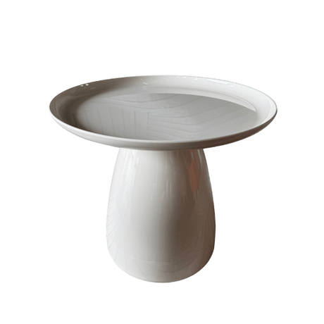 White Pebble Side Table for hire — minimalist event side table rental Johannesburg