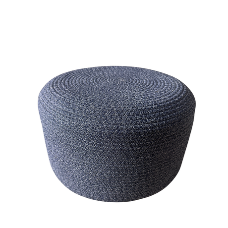 Charcoal Classic Round Ottoman for hire — dark wedding lounge ottoman rental South Africa