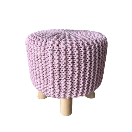 Pink Knitted Ottoman for hire — textured wedding lounge ottoman rental Johannesburg