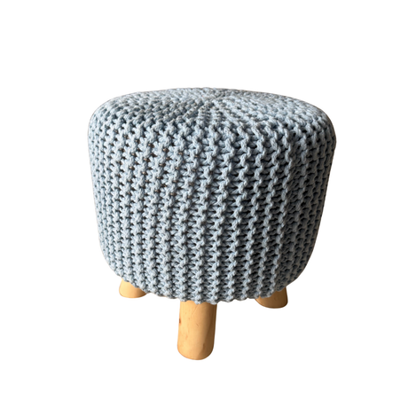 Light Blue Knitted Ottoman for hire — textured wedding lounge ottoman rental Johannesburg