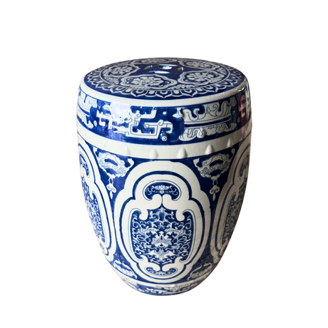 Indigo Blue Ceramic Side Table for hire — blue event side table rental Johannesburg