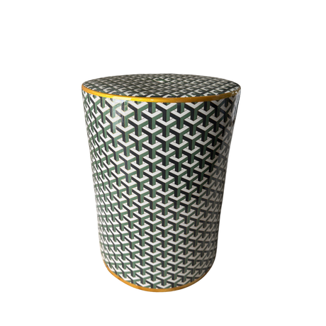Weave Green Patterned Ceramic Side Table for hire — patterned side table rental SA