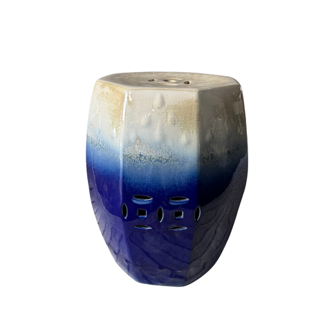 Wave Blue Ceramic Side Table for hire — blue event side table rental Johannesburg