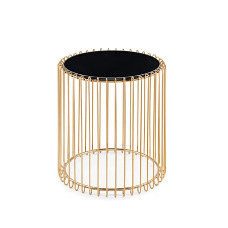 Black and Gold Halo Side Table for hire — modern luxury event side table rental Johannesburg