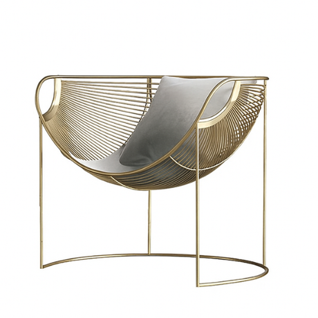 Grey and Gold Arc Occasional Chair for hire — sophisticated lounge chair rental South Africa