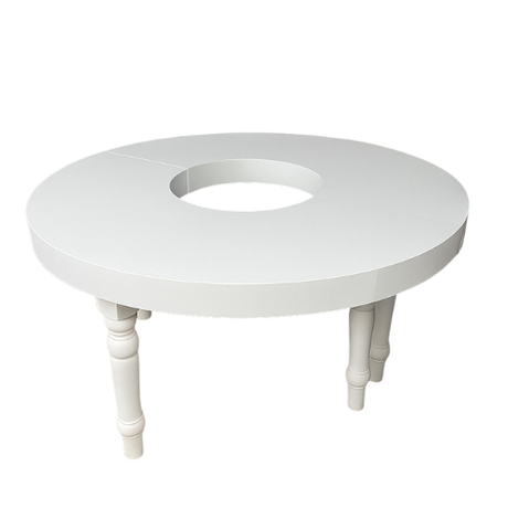 White Luna Round Table for hire — round wedding event table rental Johannesburg