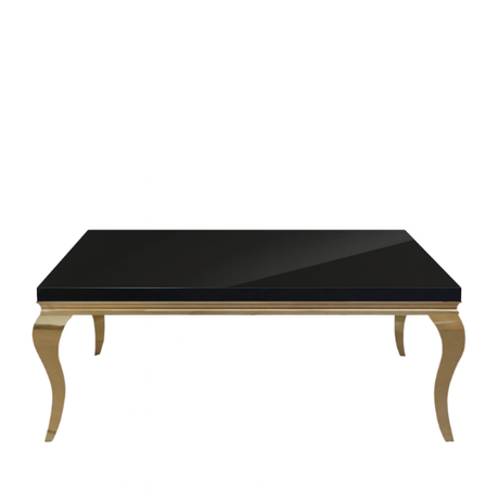 Gold Table with Black Gloss Top for hire — bold gold-and-black event table rental Johannesburg