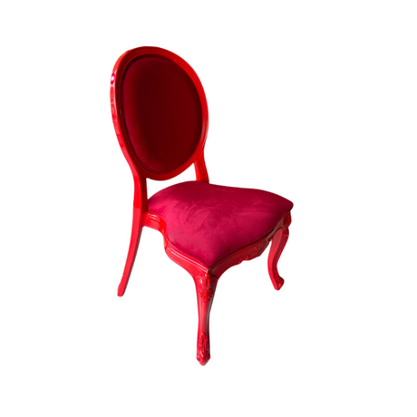 Red Padded Louis Chair for hire — bold red wedding chair rental South Africa
