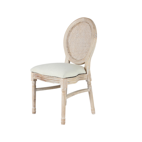 Wooden Grid Louis Chair for hire — cane-back boho wedding chair rental Johannesburg