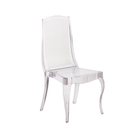 Clear Acrylic Ghost Chair for hire — modern transparent wedding chair rental Johannesburg