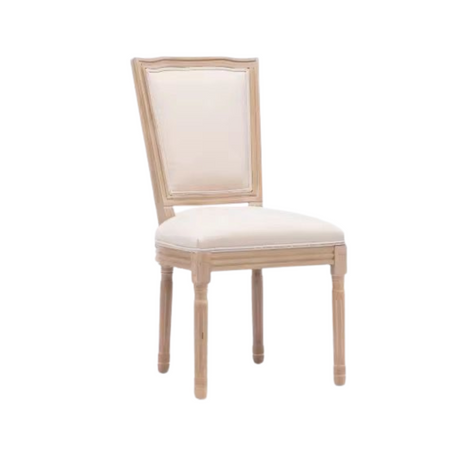 Wooden Padded Rectangular Louis Chair for hire — premium wedding chair rental Johannesburg