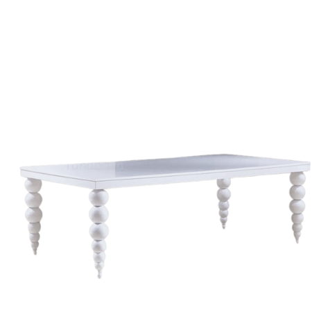White Gloss Table for hire — modern wedding table rental Johannesburg