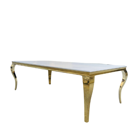 Gold Table with White Gloss Top for hire — romantic wedding table rental Johannesburg