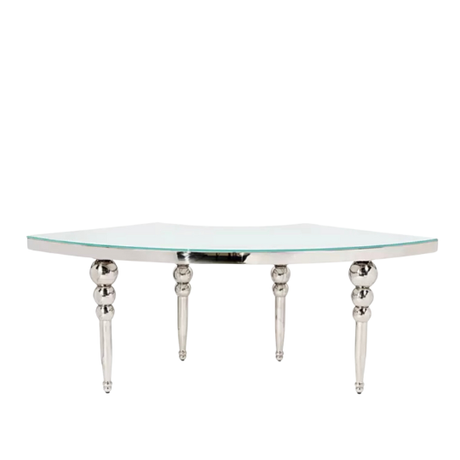 Silver Glass-Top Main Table for hire — refined bridal main table rental South Africa