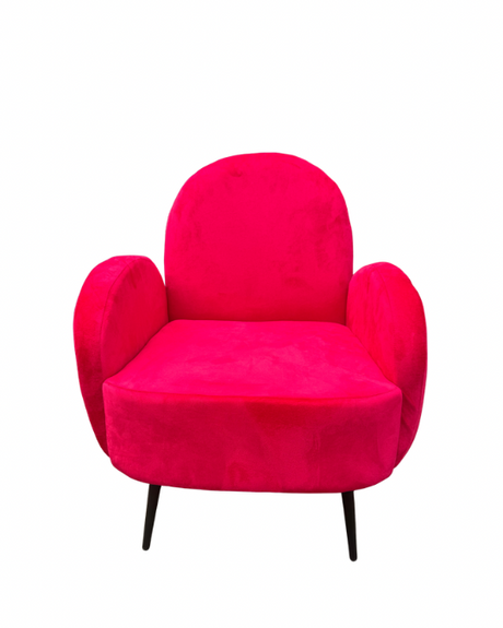 Red Jade Single Seater Sofa for hire — bold red wedding lounge couch rental Johannesburg