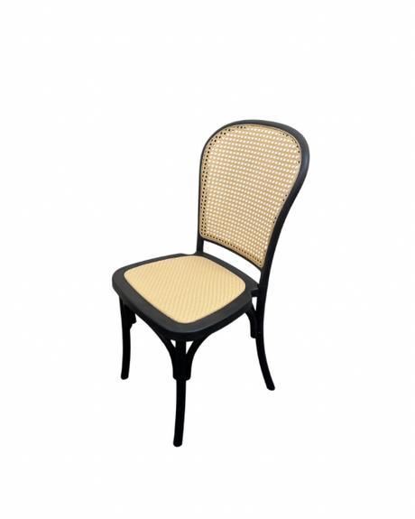 Black Rattan Bistro Chair for hire — classic bistro wedding chair rental Johannesburg