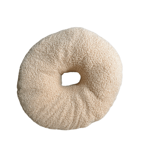 Sand Round Cushion for hire — neutral wedding lounge cushion rental Johannesburg
