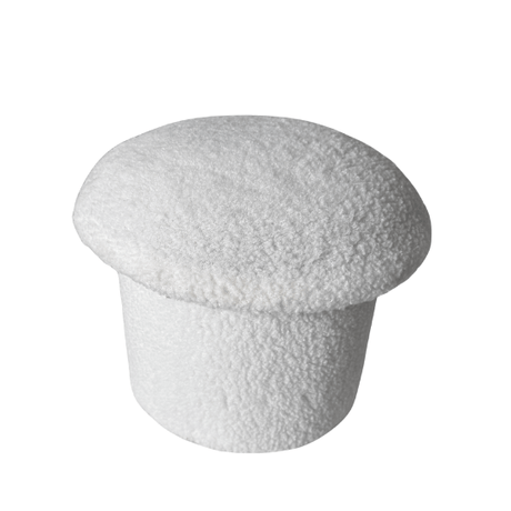 White Mushroom-Style Ottoman for hire — wedding lounge ottoman rental South Africa