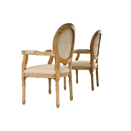 Wooden Padded Louis Armchair for hire — bridal throne rental Johannesburg