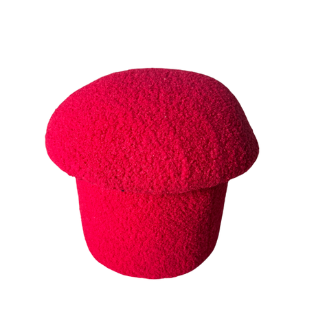 Red Mushroom-Style Ottoman for hire — sculptural wedding ottoman rental Johannesburg