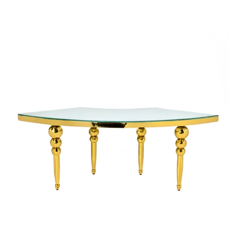 Gold Table with Glass Top for hire — refined gold-leg glass-top main table rental Johannesburg