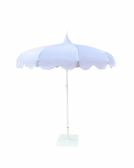 White Outdoor Umbrella for hire — garden wedding umbrella rental Johannesburg