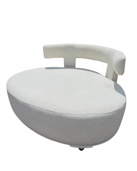 White Mabel 3 Seater Couch for hire — modern curved wedding lounge sofa rental Johannesburg