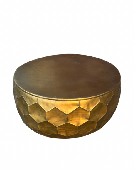 Bronze Coffee Table for hire — sculptural gold faceted wedding lounge table rental Johannesburg