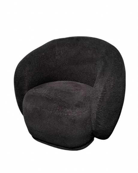 Black Sofia Single Seater Couch for hire — modern curved black wedding couch rental Johannesburg